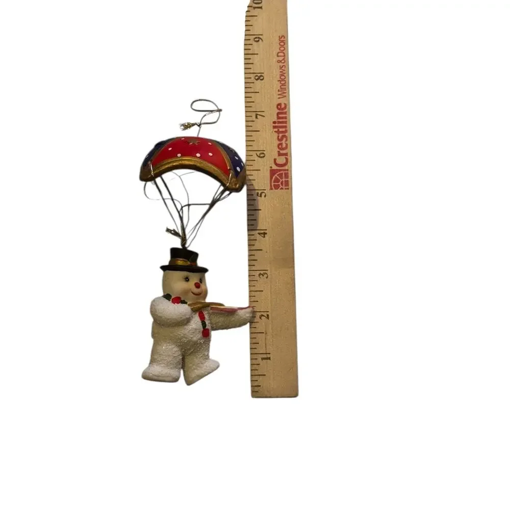 Vintage Parachute Snowman Ornament Violin Player Red Blue‎ Gold Christmas Decor